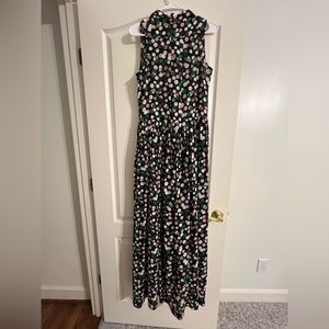 BURU Long Sleeveless Black Dress with polka dots